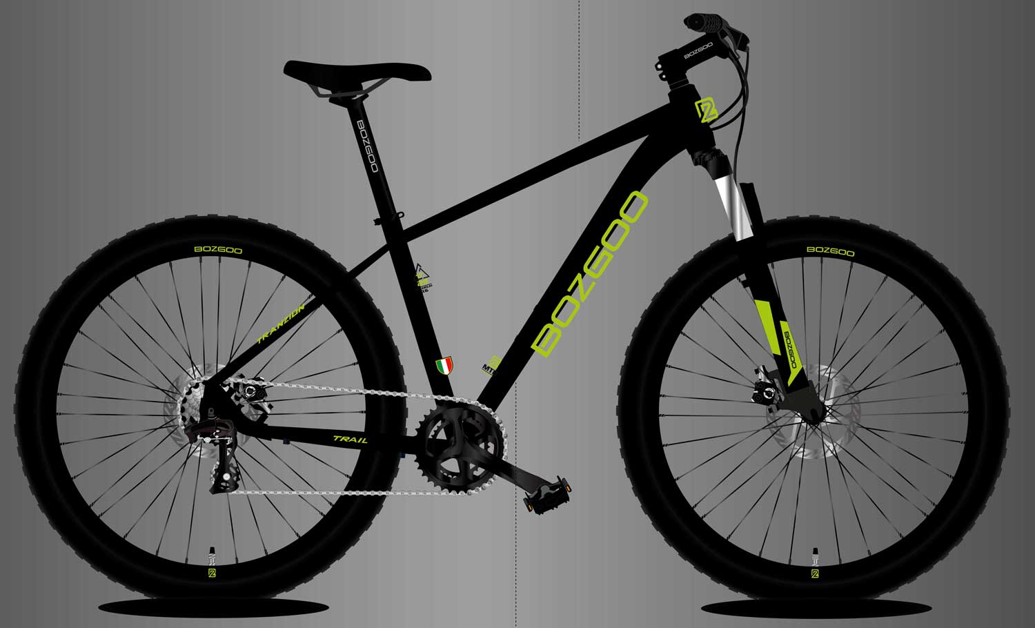 Велосипед Bozgoo Tranzion 29 black/lite green | veloRu - официальный дилер в России